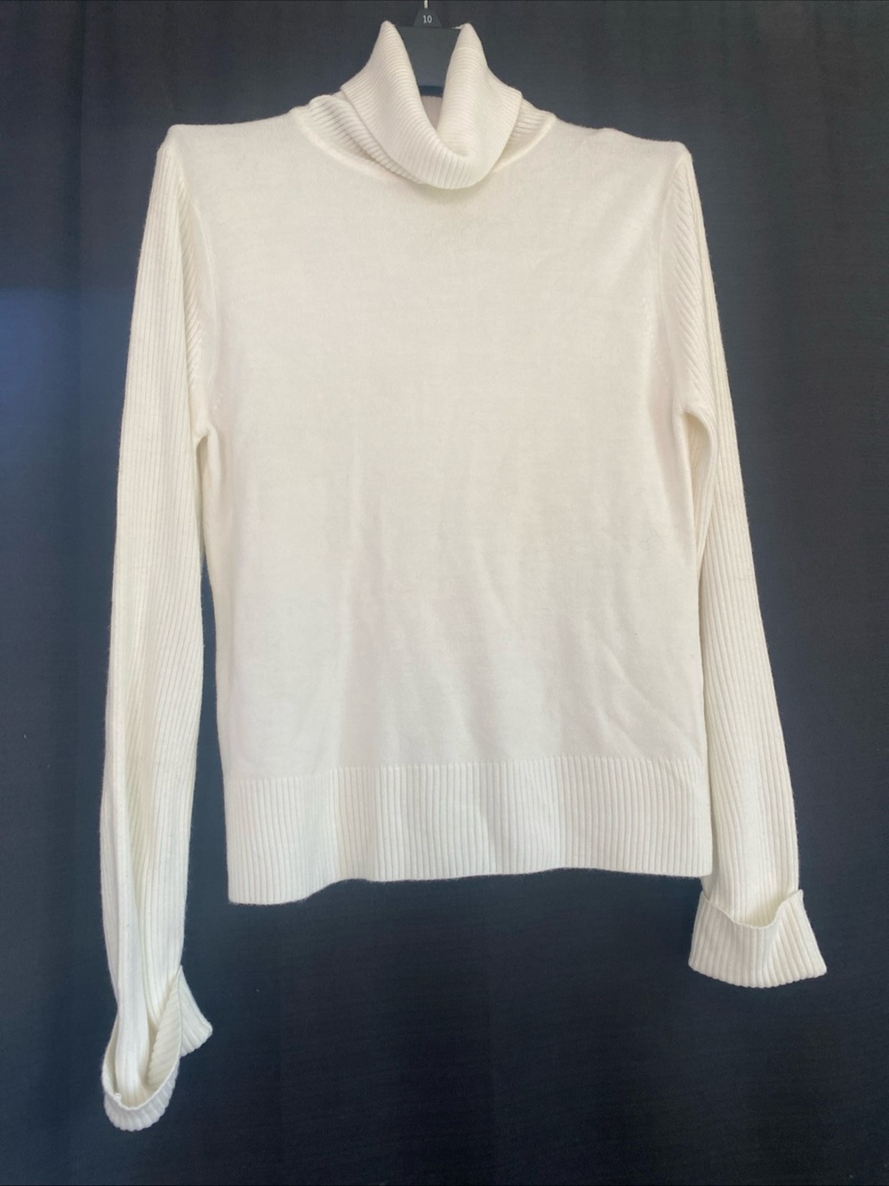 Vintage 90’s Y2K Esprit Cream Turtleneck Ribbed Sleeve Sweater